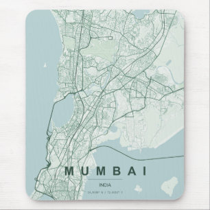Mumbai India City Map Minimal Design Mouse Mat