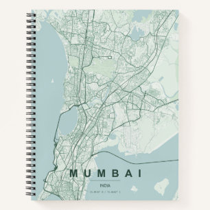 Mumbai India City Map Minimal Design Notebook
