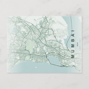 Mumbai India City Map Minimal Design Postcard
