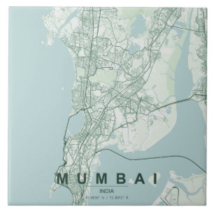 Mumbai India City Map Minimal Design Tile