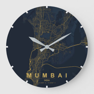 Mumbai India City Map Minimal Large Clock