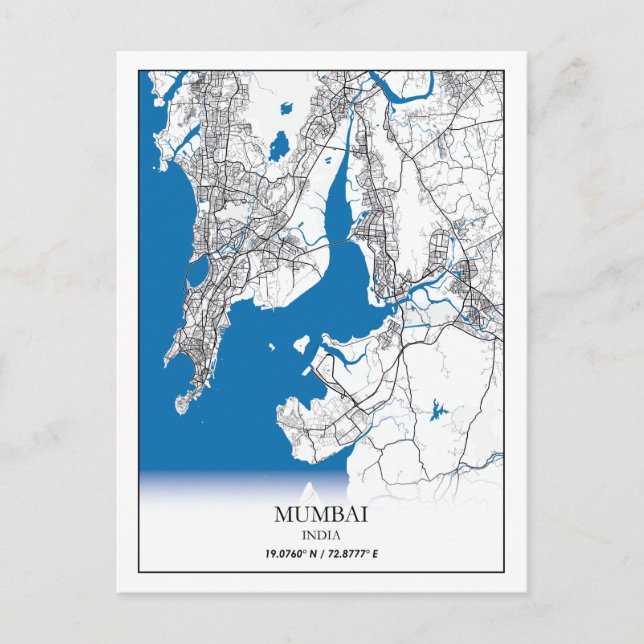Mumbai India City Map Travel Simple Postcard (Front)