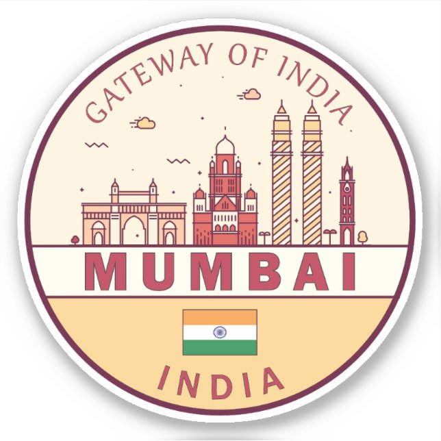 Mumbai India City Skyline Emblem (Front)