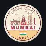 Mumbai India City Skyline Emblem Magnet<br><div class="desc">Mumbai minimalist,  colourful art design featuring monuments and landmarks of the city in India.</div>