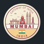 Mumbai India City Skyline Emblem Magnet<br><div class="desc">Mumbai minimalist,  colourful art design featuring monuments and landmarks of the city in India.</div>