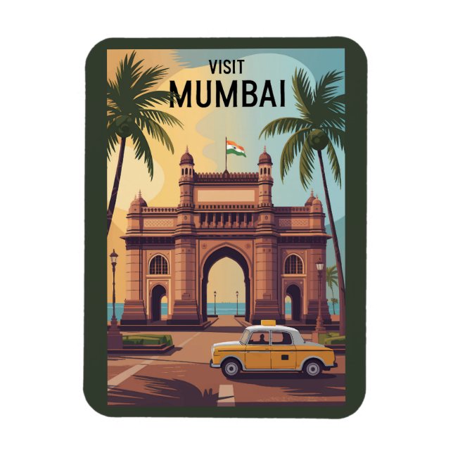 Mumbai India Gateway of India Illustration Travel  Magnet (Vertical)
