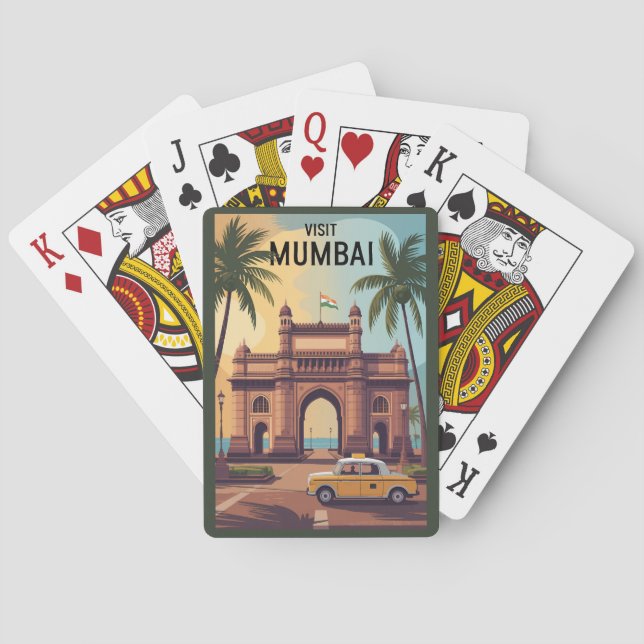 Mumbai India Gateway of India Illustration Travel  Playing Cards (Back)