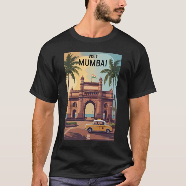 Mumbai India Gateway of India Illustration Travel  T-Shirt (Front)