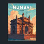 Mumbai India Illustration Travel Art Vintage Postcard<br><div class="desc">Mumbai retro vector travel design. From the iconic Gateway of India to the energy of Bollywood and Marine Drive,  Mumbai pulses with culture,  commerce,  and creativity.</div>