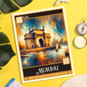 Mumbai, India   Vintage Painting Postcard