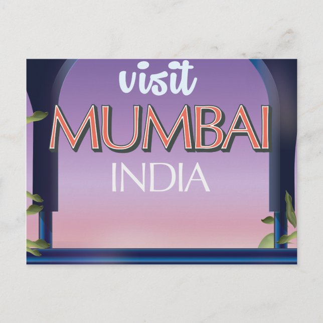 Mumbai India vintage style travel poster Postcard (Front)