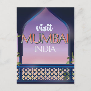Mumbai India vintage style travel poster Postcard