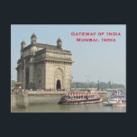 Mumbai India Vintage Tourism Travel Add Postcard<br><div class="desc">It is beautiful artistic view of Gateway of India architecture building of Mumbai India. It is best advertisement for travel to Mumbai India.</div>