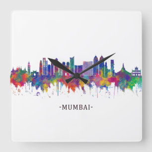 Mumbai Maharashtra Skyline Square Wall Clock