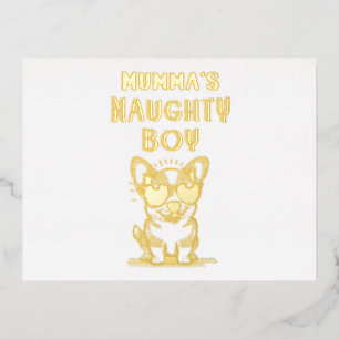Mumma's Naughty Boy Dogs Best Gift On Mother's Day Foil Invitation Postcard