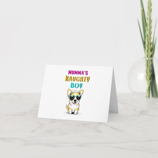 Mumma's Naughty Boy Dogs Best Gift On Mother's Day Thank You Card (Front)
