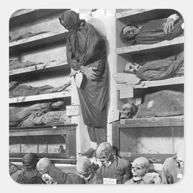 Mummies in the Palermo catacombs, Italy Square Sticker (Front)