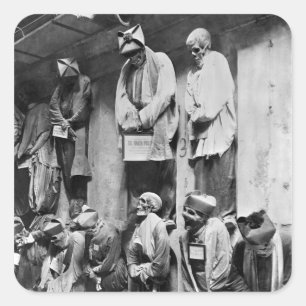 Mummies of catacomb in Palermo, Italy Square Sticker