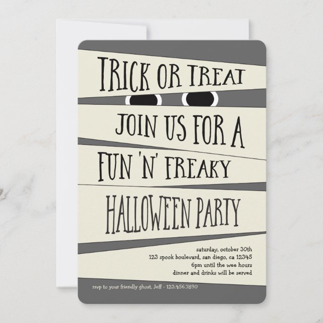 Mummified Halloween Party Invitation (Front)