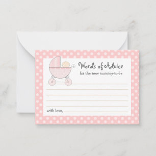 Mummy Advice Card Baby Shower Carriage Pink