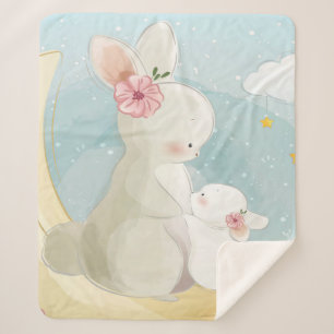 Mummy And Baby Bunny Gift For Kids Sherpa Blanket