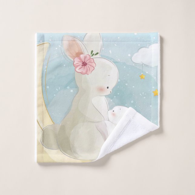 Mummy And Baby Bunny | Gift For Kids Wash Cloth (Wash Cloth)