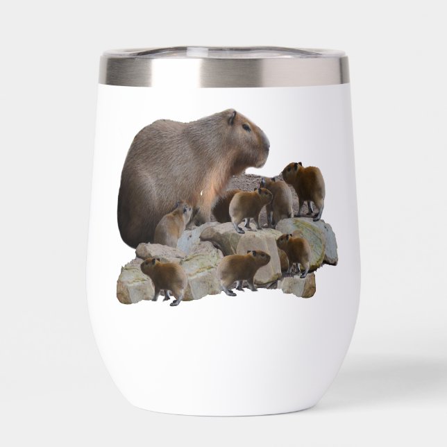Mummy And Baby Capybaras, (Back)