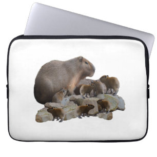 Mummy And Baby Capybaras, Laptop Sleeve