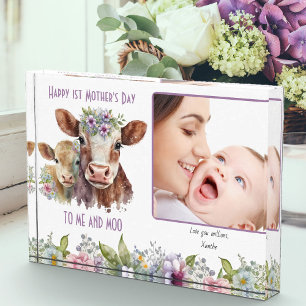 Mummy and Baby Cow Me and Moo Mother's Day Photo Block