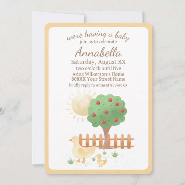 Mummy and Baby Duck Cute Baby Shower Invitation (Front)