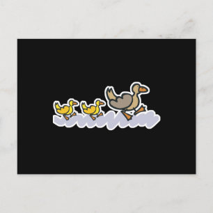 mummy and baby ducks postcard