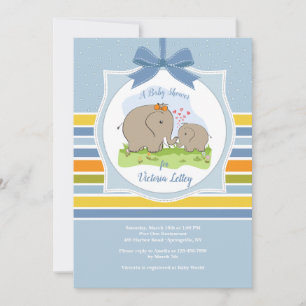Mummy and Baby Elephant Shower Invitation