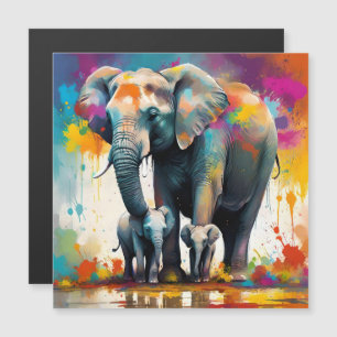 Mummy And Baby Elephants Colour Splash,
