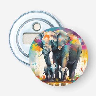 Mummy And Baby Elephants Colour Splash, Bottle Opener