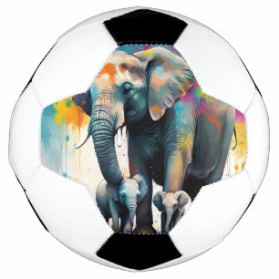 Mummy And Baby Elephants Colour Splash, Football