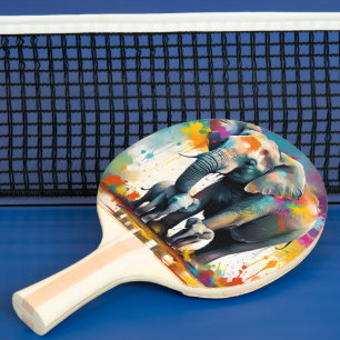 Mummy And Baby Elephants Colour Splash, Ping Pong Paddle