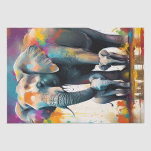 Mummy And Baby Elephants Colour Splash, Tissue Paper