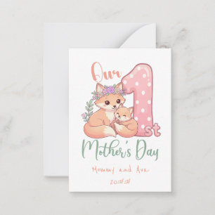 Mummy and Baby Fox Pink 1st Mothers Day Card