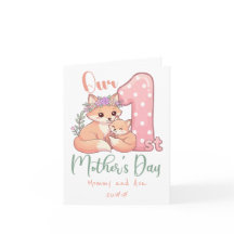 Mummy and Baby Fox Pink 1st Mothers Day