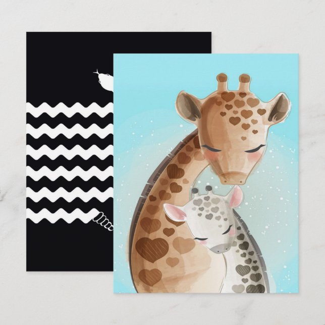 Mummy and baby giraffe| Cute gifts for Mum Invitation (Front/Back)