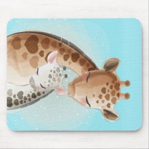 Mummy And Baby Giraffe Gift For Baby Mouse Mat