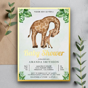 Mummy and Baby Giraffe Safari Baby Shower Gold