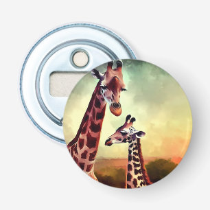 Mummy And Baby Giraffe Watercolour, Bottle Opener