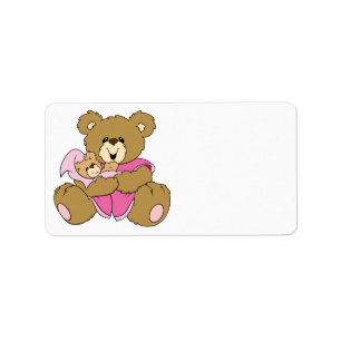 Mummy and Baby Girl Bear Label