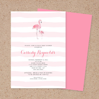 Mummy and baby girl Flamingo Baby Shower Invitation