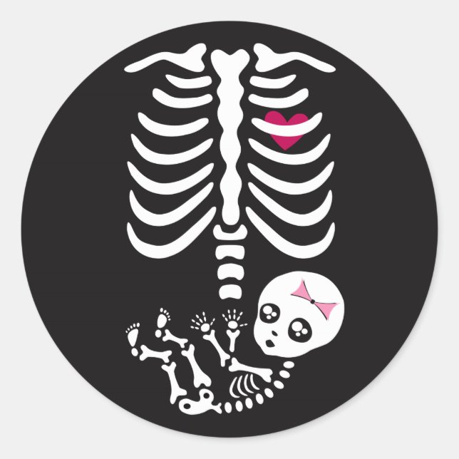 Mummy and Baby Halloween Skeleton Sticker (Front)