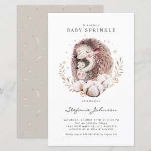 Mummy and Baby Hedgehogs Baby Shower Invitation