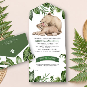 Mummy and Baby Lion Cub Jungle Baby Shower All In One Invitation
