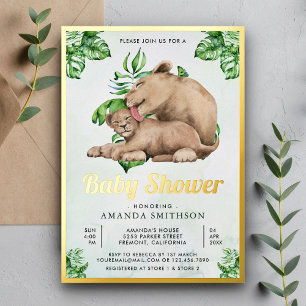Mummy and Baby Lion Cub Jungle Baby Shower Gold