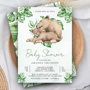 Mummy and Baby Lion Cub Jungle Baby Shower Invitation
